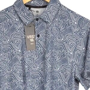 VRST Golf Polo Mens Small Blue White Shirt Bunker Lines Mesh Performance NWT